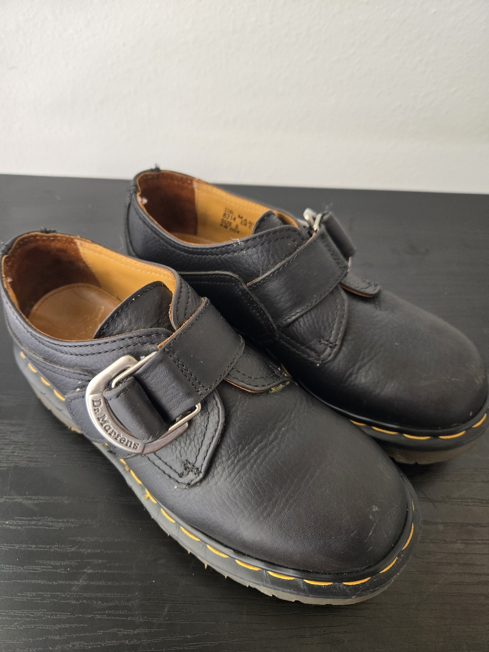 Dr. Martens 90's Vintage 8314 Monk Strap Oxfords Black Leather Shoes